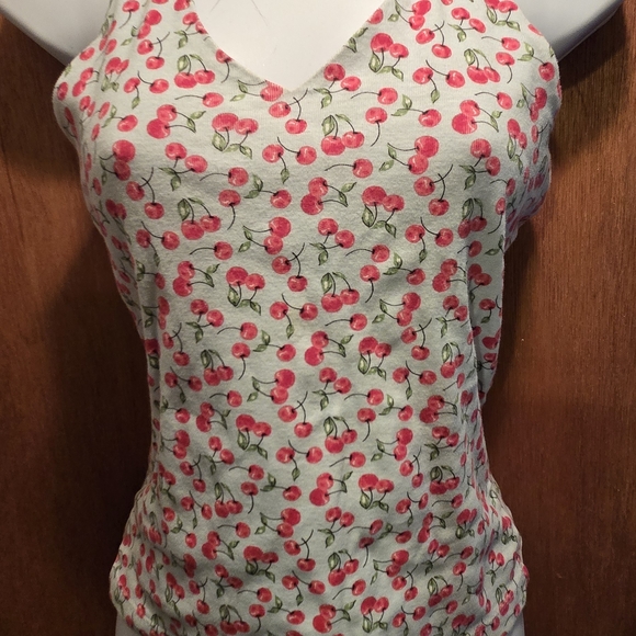 Xhilaration Tops - Xhilaration Cherry Print V-Neck Halter Top SzS NWT